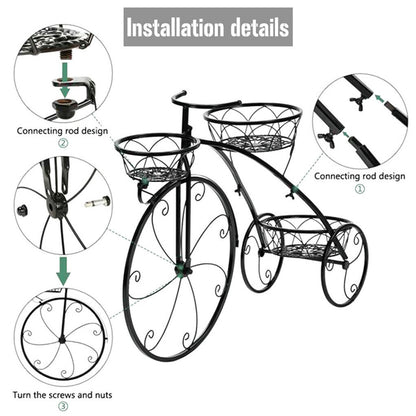 Iron Bicycle Plant Stand Rack Indoor Outdoor Garden V178-66775