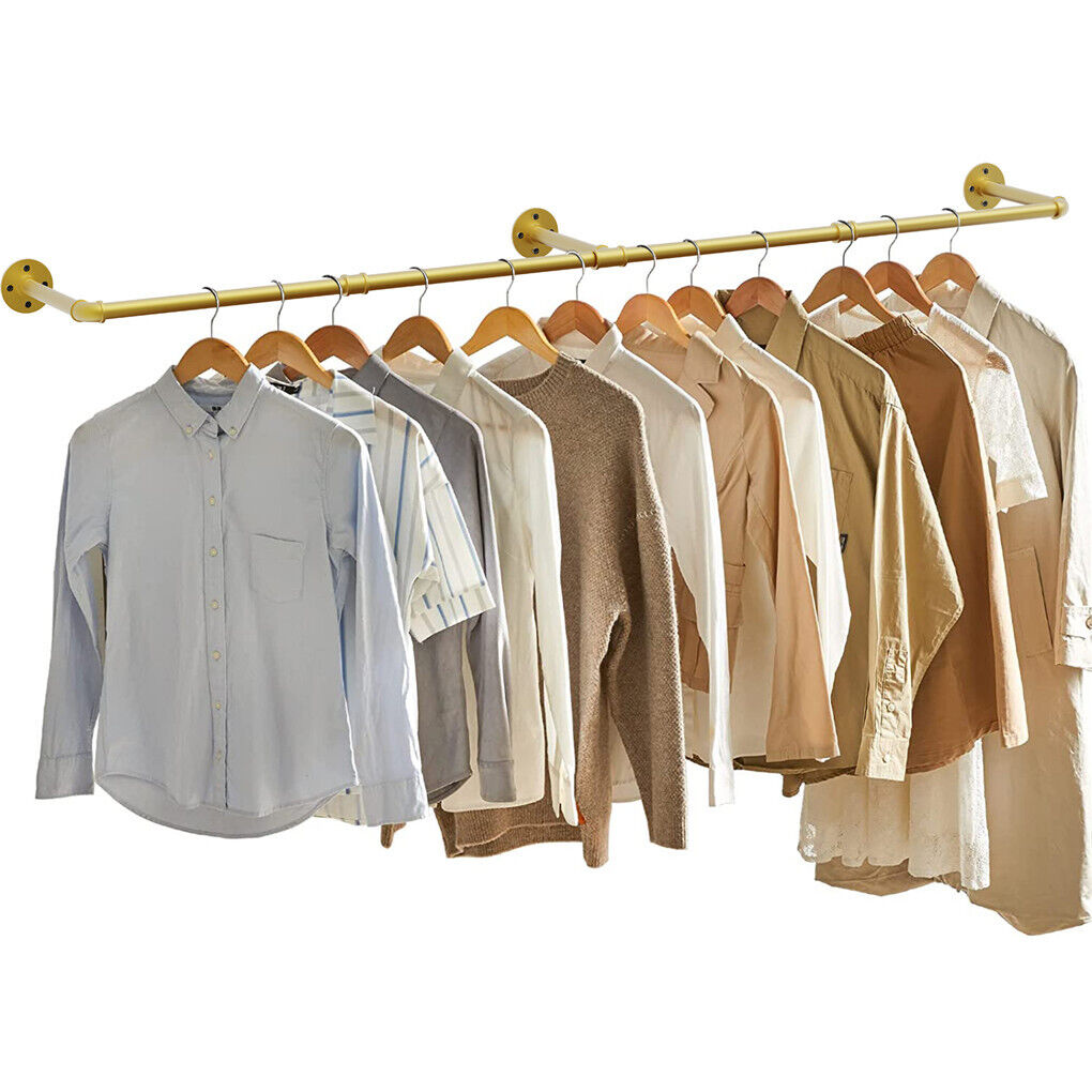 Vintage Iron Clothes Rail Gold Wall Mounted Garment Rack V178-66776