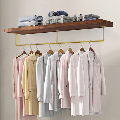 Vintage Iron Clothes Rail Gold Wall Mounted Garment Rack V178-66776