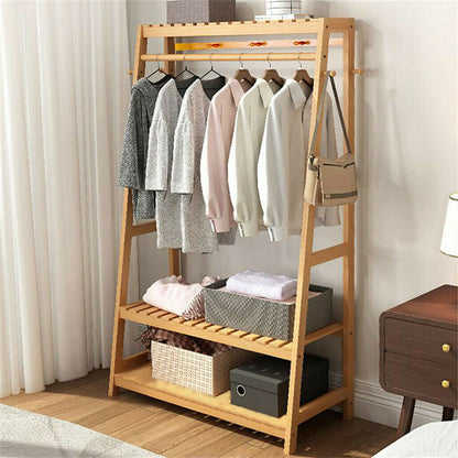 Bamboo Garment Rack Portable Laundry Storage Nature - V178-66777