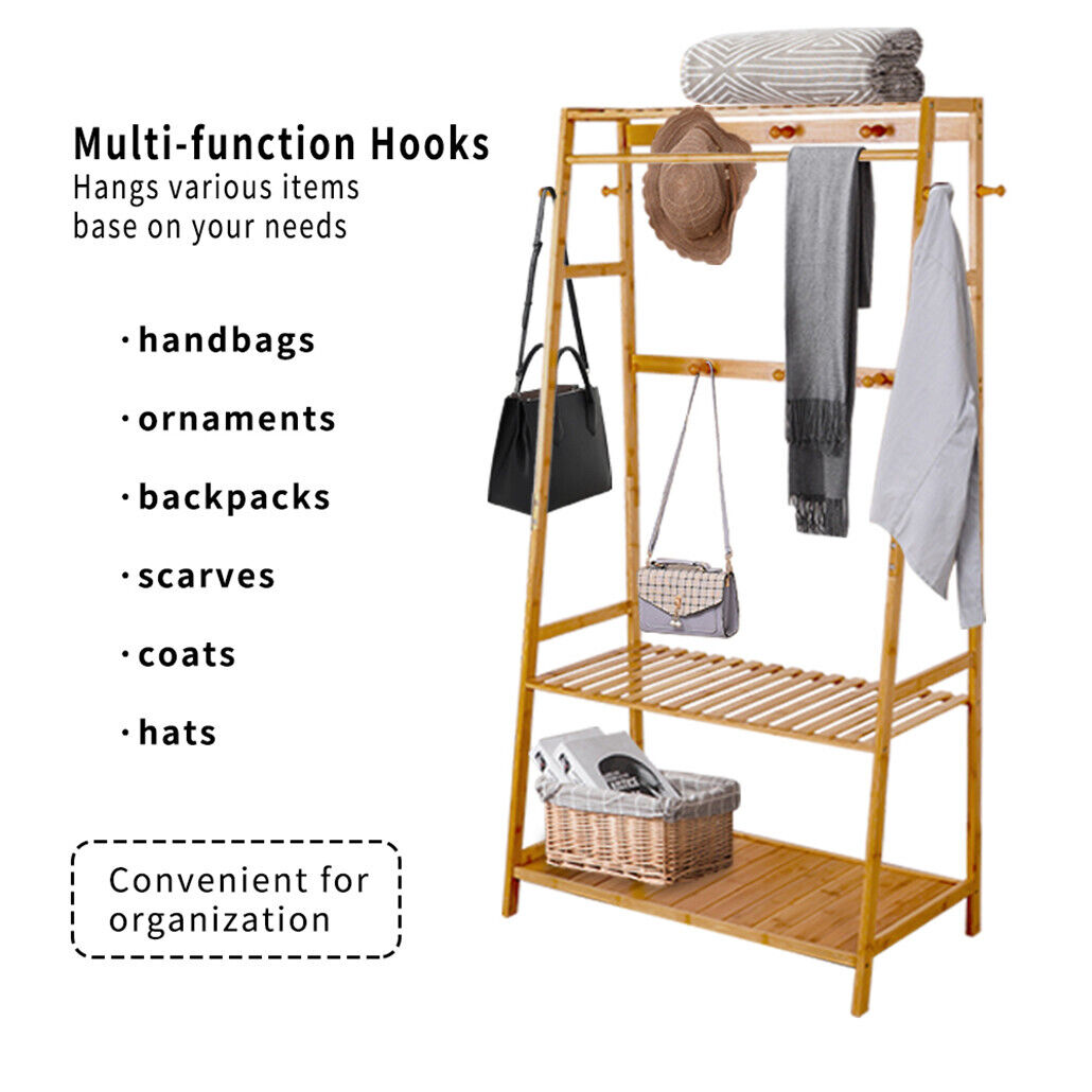 Bamboo Garment Rack Portable Laundry Storage Nature - V178-66777
