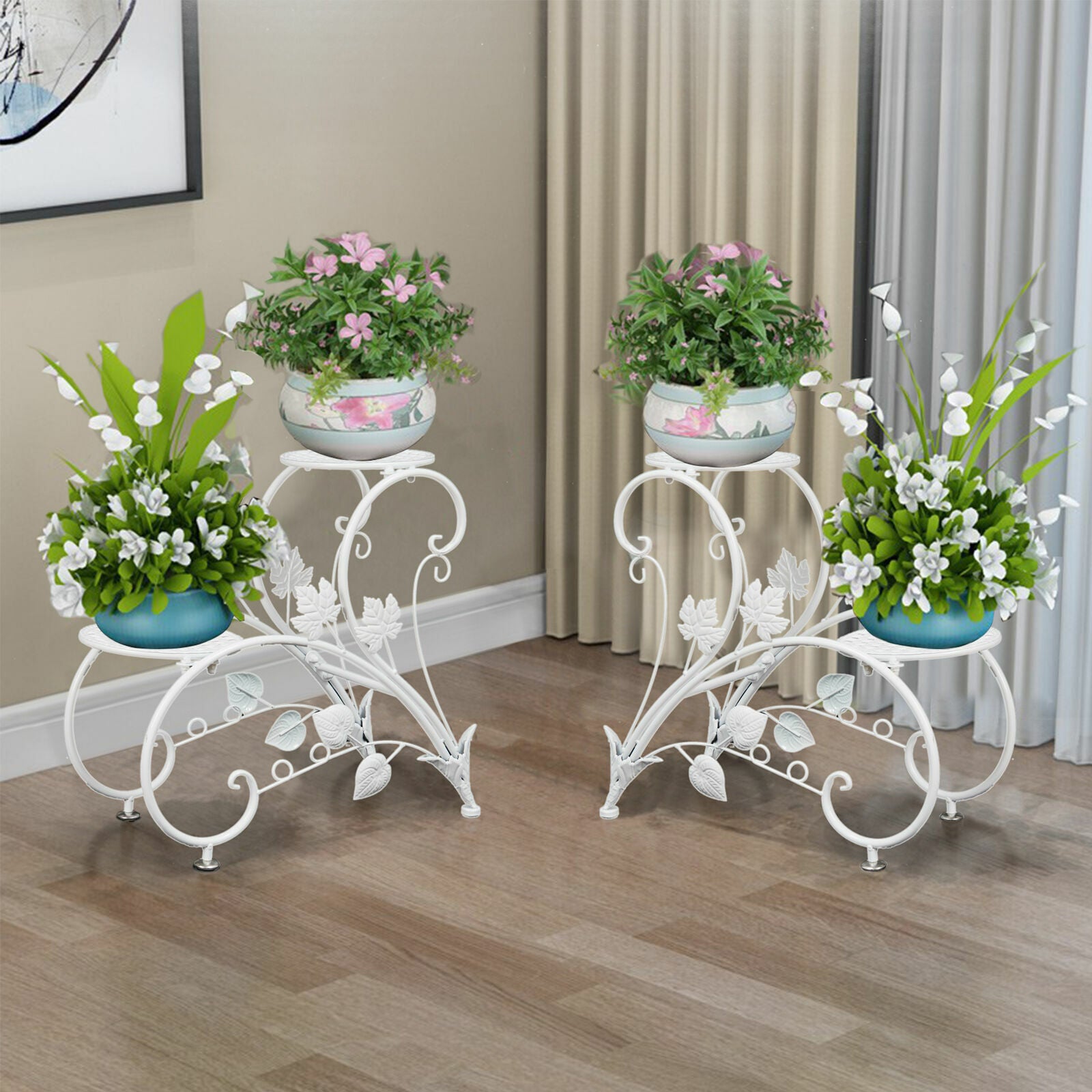 Set of 2 Plant Stand Wedding Garden Flower Shelf Rack V178-66778