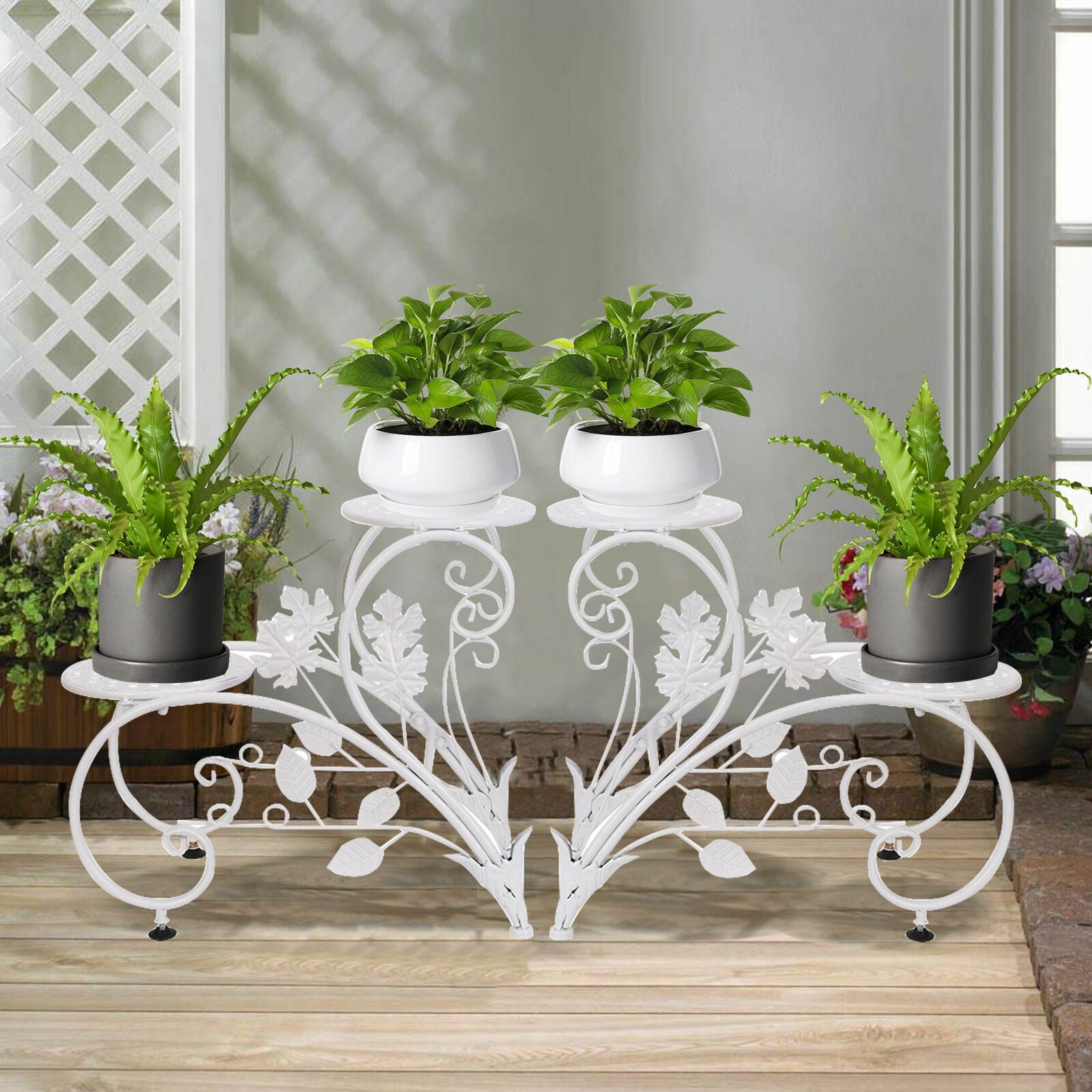 Set of 2 Plant Stand Wedding Garden Flower Shelf Rack V178-66778