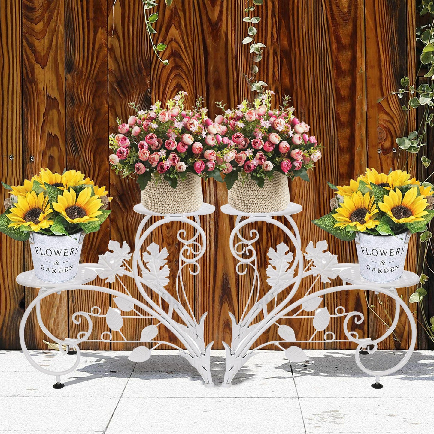 Set of 2 Plant Stand Wedding Garden Flower Shelf Rack V178-66778