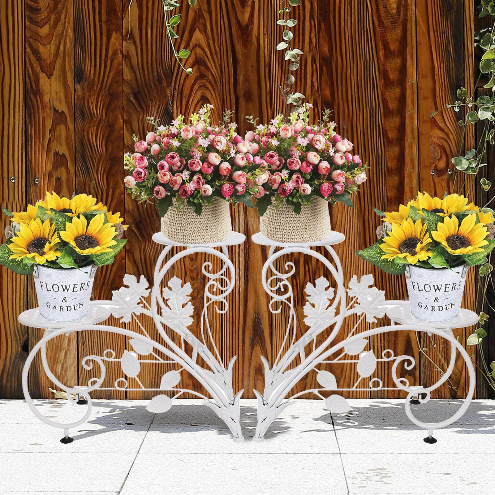 Set of 2 Plant Stand Wedding Garden Flower Shelf Rack V178-66778