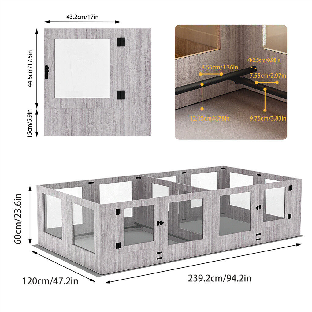Dog Whelping Box 14 Panels Heavy Duty Puppy Pen with Pad V178-66779