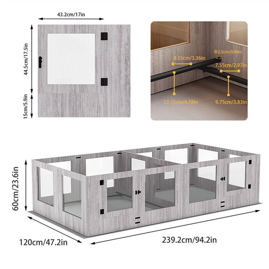 Dog Whelping Box 14 Panels Heavy Duty Puppy Pen with Pad V178-66779