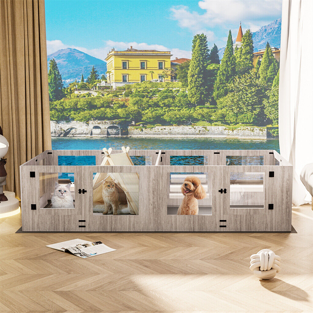 Dog Whelping Box 14 Panels Heavy Duty Puppy Pen with Pad V178-66779