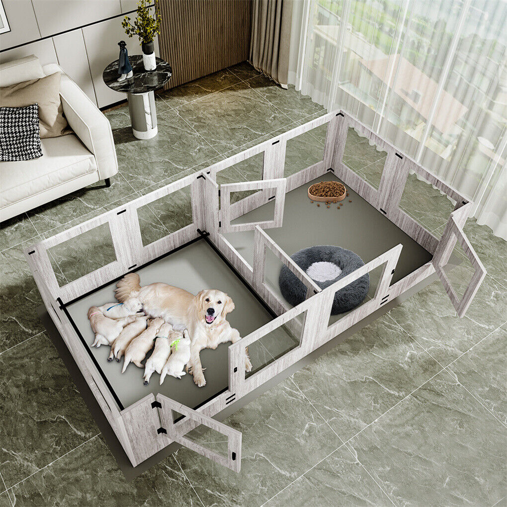 Dog Whelping Box 14 Panels Heavy Duty Puppy Pen with Pad V178-66779