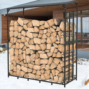 Metal Log Storage Shed Outdoor Firewood Rack Holder V178-66781