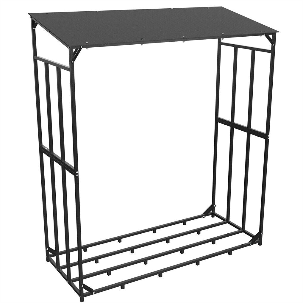 Metal Log Storage Shed Outdoor Firewood Rack Holder V178-66781