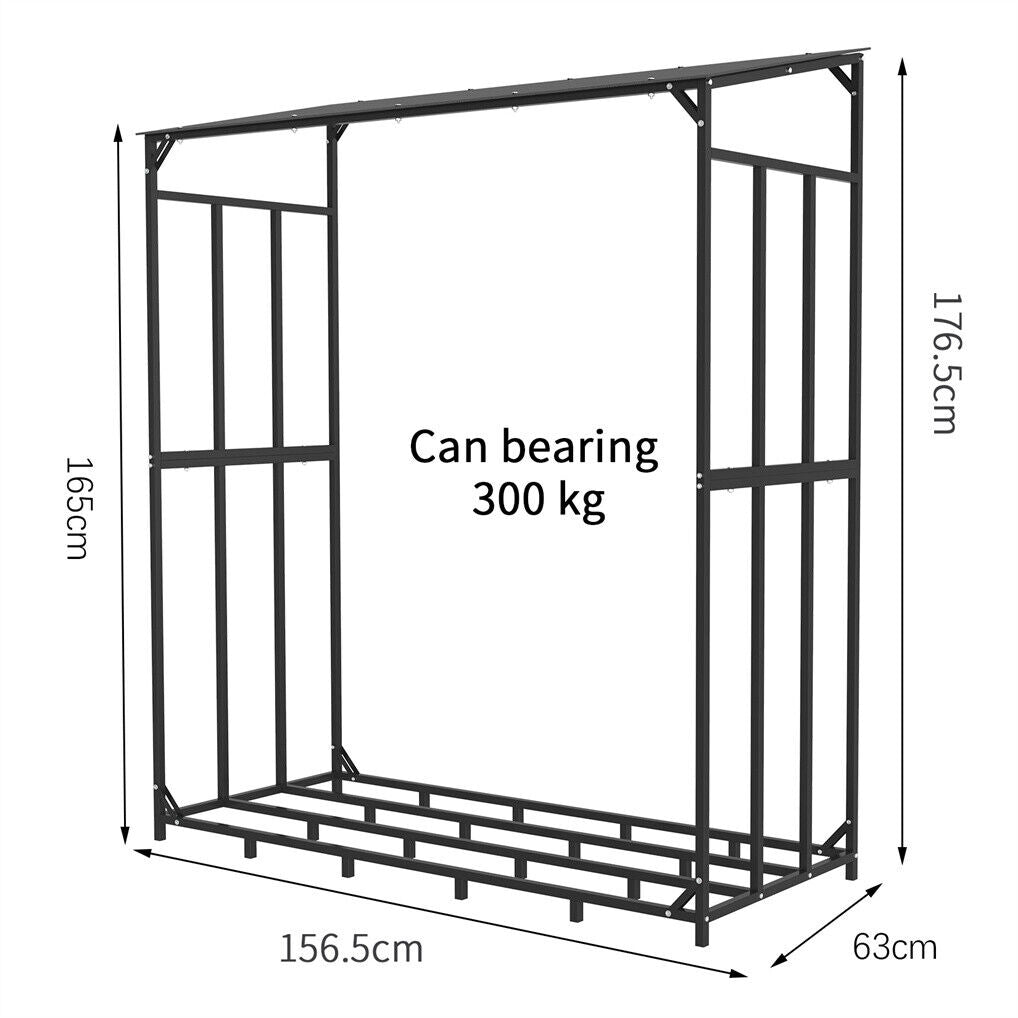 Metal Log Storage Shed Outdoor Firewood Rack Holder V178-66781