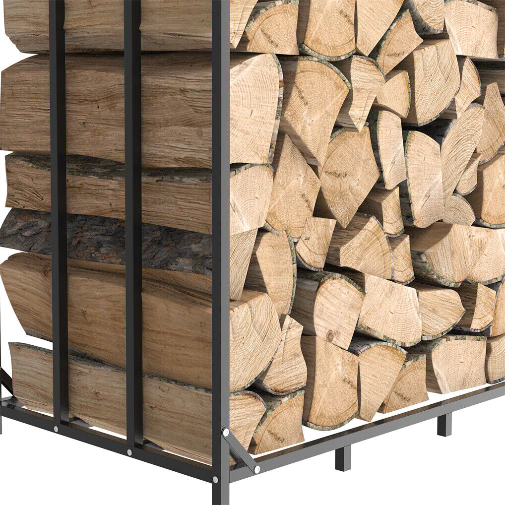 Metal Log Storage Shed Outdoor Firewood Rack Holder V178-66781