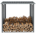 Outdoor Log Storage Shed 91cm Firewood Rack Steel w/ Raised Floor & Sloping Roof V178-66782
