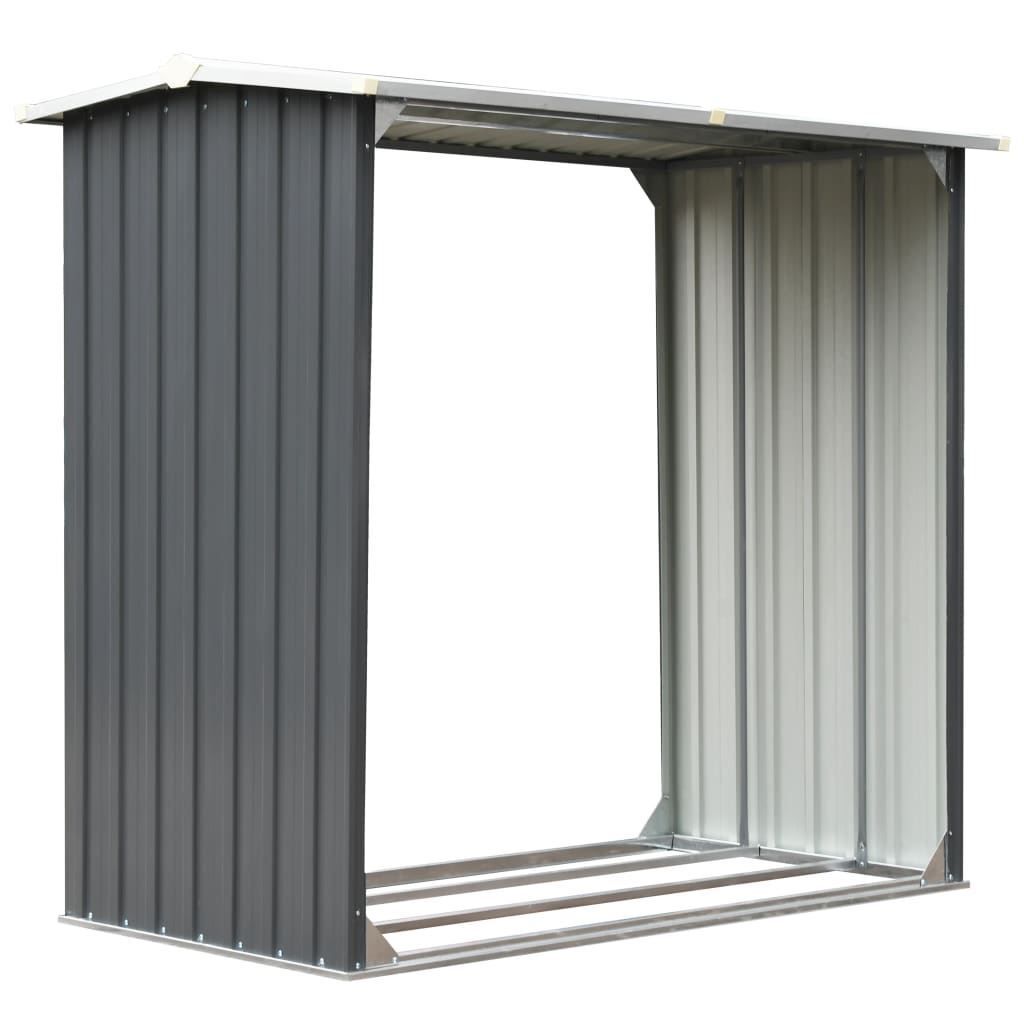 Outdoor Log Storage Shed 91cm Firewood Rack Steel w/ Raised Floor & Sloping Roof V178-66782