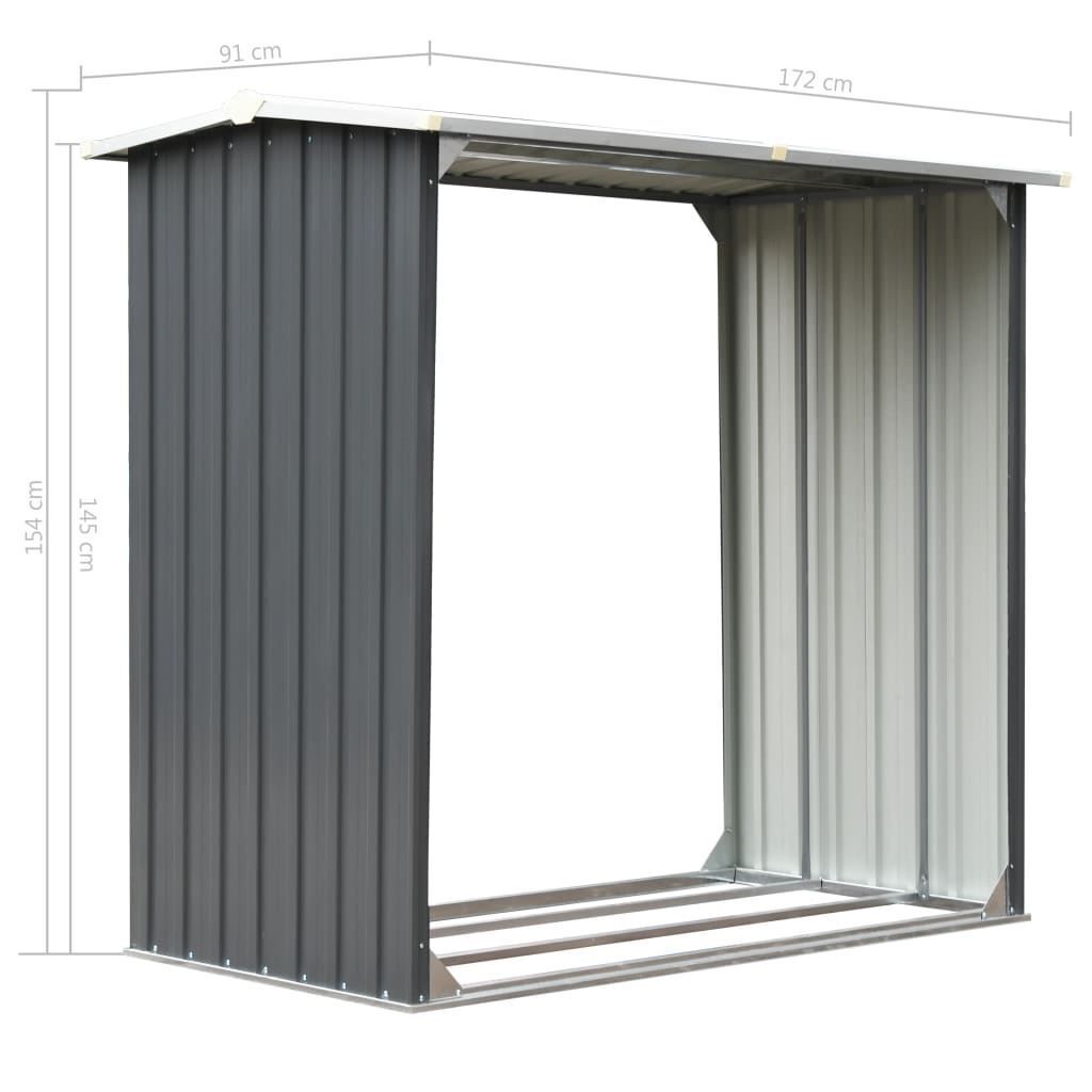 Outdoor Log Storage Shed 91cm Firewood Rack Steel w/ Raised Floor & Sloping Roof V178-66782