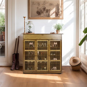 XXL 4-Tier Bamboo Shoe Rack Cabinet with Doors, Drawers V178-66783