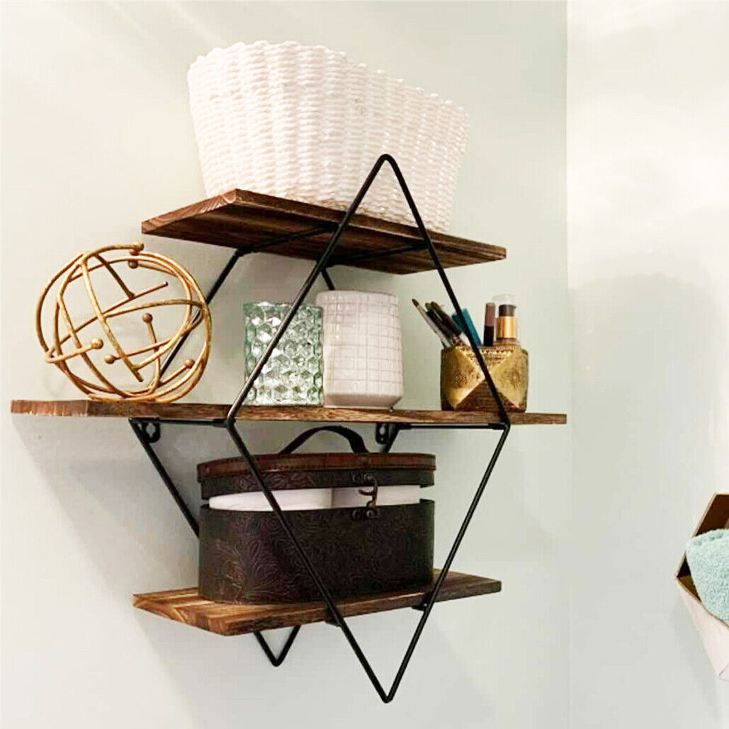 3 Tier Diamond Metal Floating Shelves Wall Mounted Display V178-66785