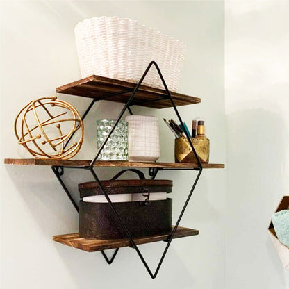 3 Tier Diamond Metal Floating Shelves Wall Mounted Display V178-66785