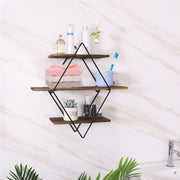 3-Tier Rustic Floating Wall Shelves Wood Display Books V178-66786