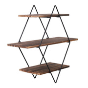 3-Tier Rustic Floating Wall Shelves Wood Display Books V178-66786