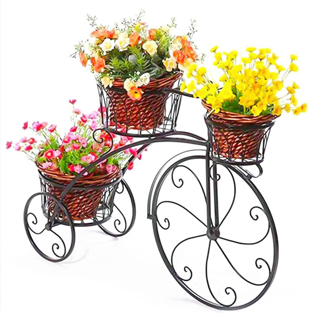 3-Tier Iron Bicycle Plant Stand Rack Tricycle Planter V178-66787
