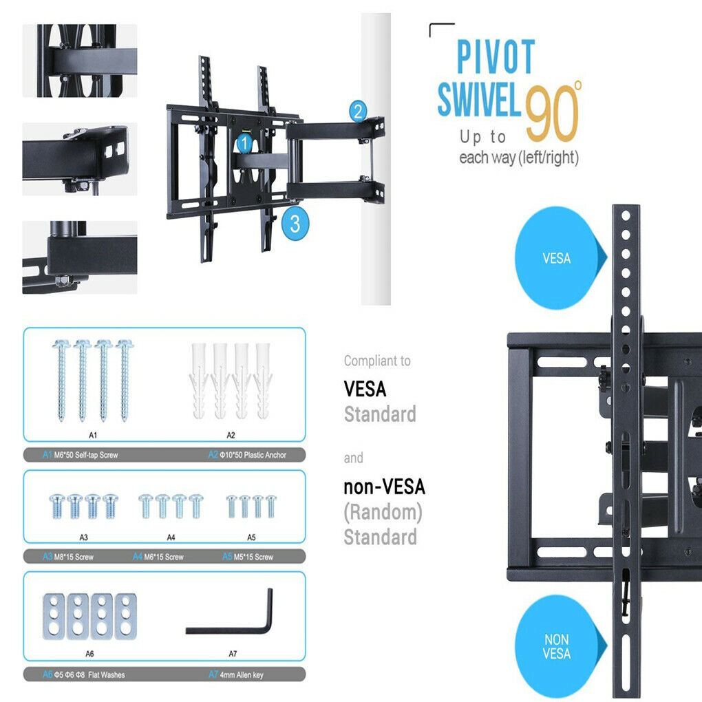 Articulating TV Wall Mount Bracket 32-56 Corner Rack Holder V178-66788