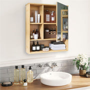 Bamboo Wall Medicine Cabinet Mirror 55.5cm 5 Shelf V178-66789