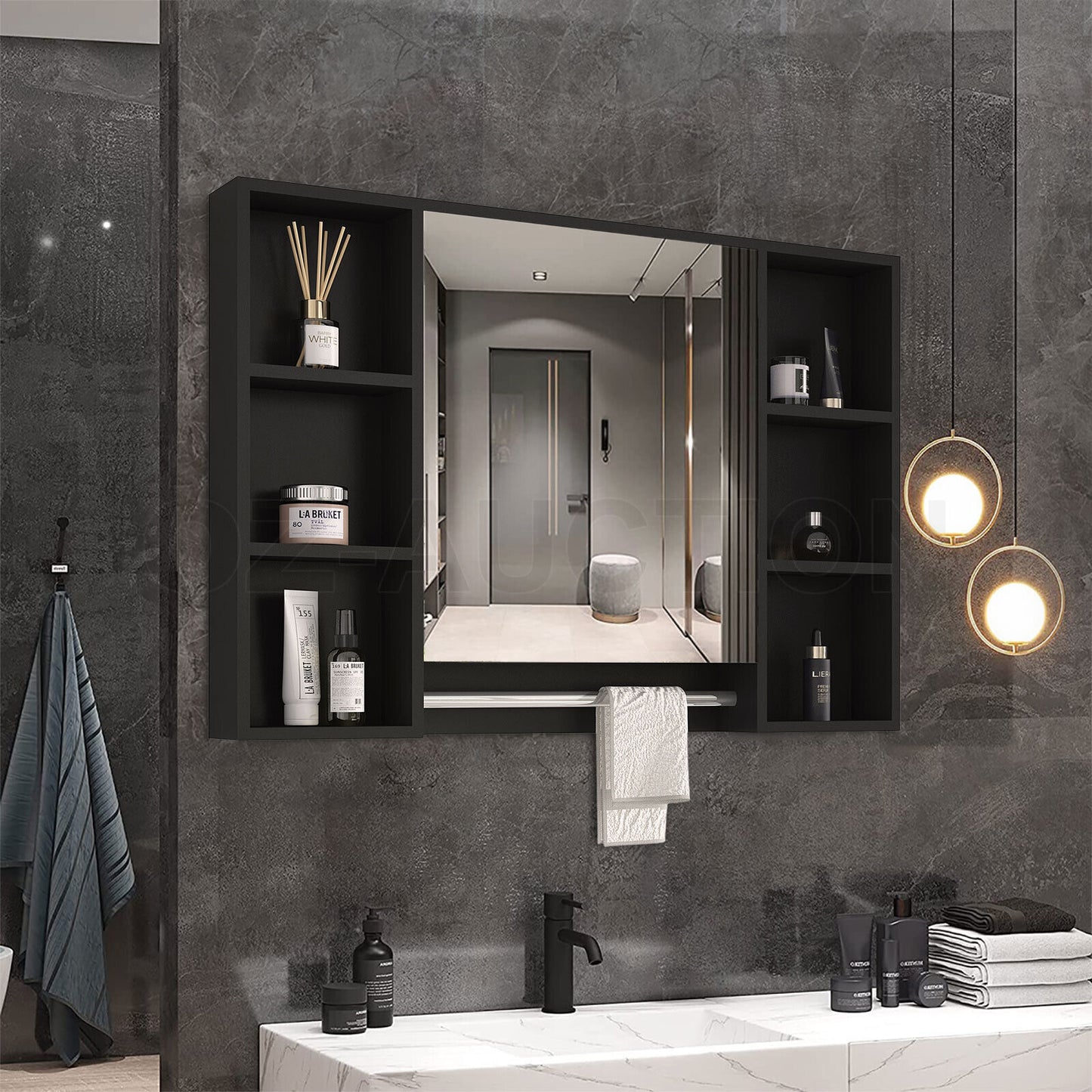 Bathroom Mirrored Cabinet Wall Storage Organizer V178-66790