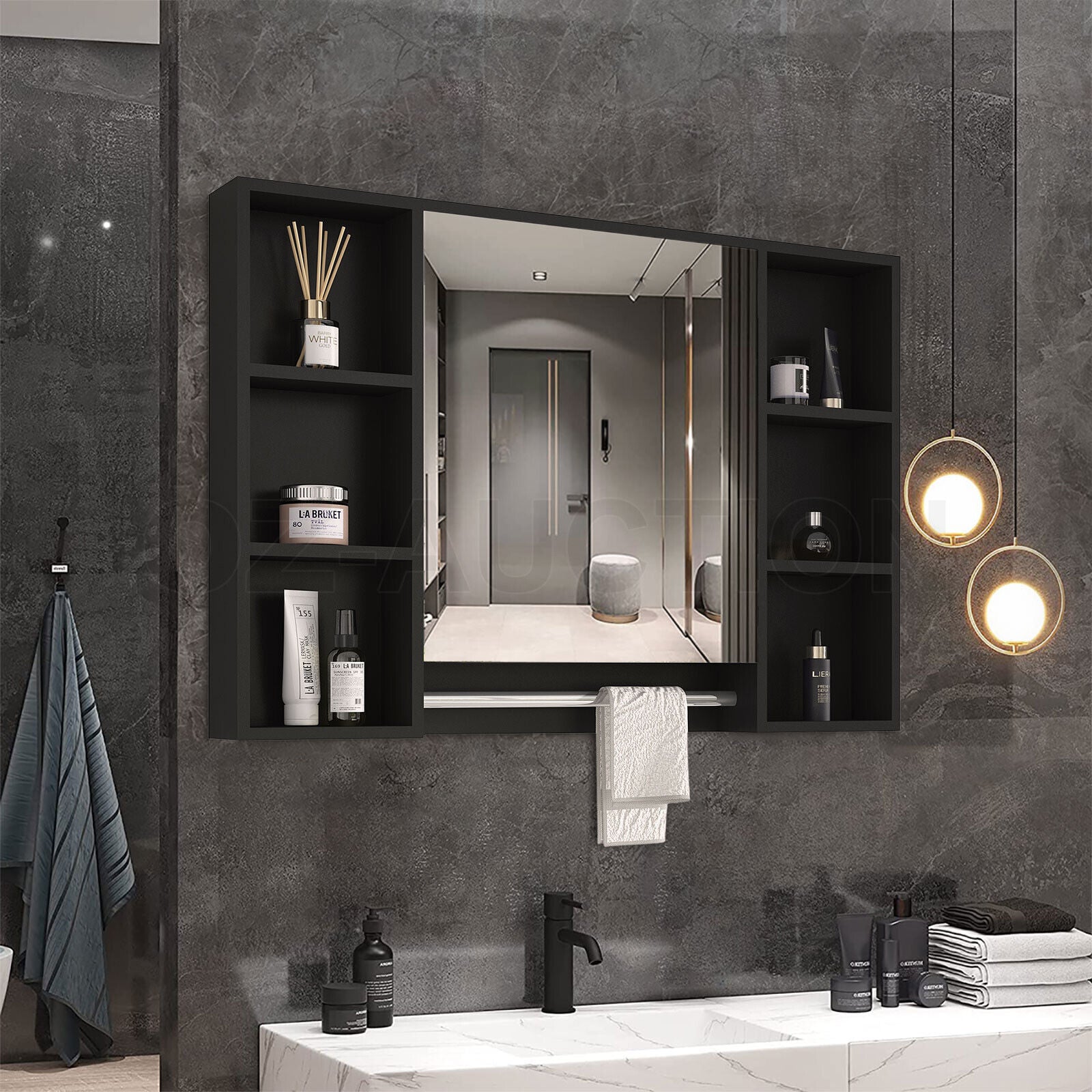 Bathroom Mirrored Cabinet Wall Storage Organizer V178-66790