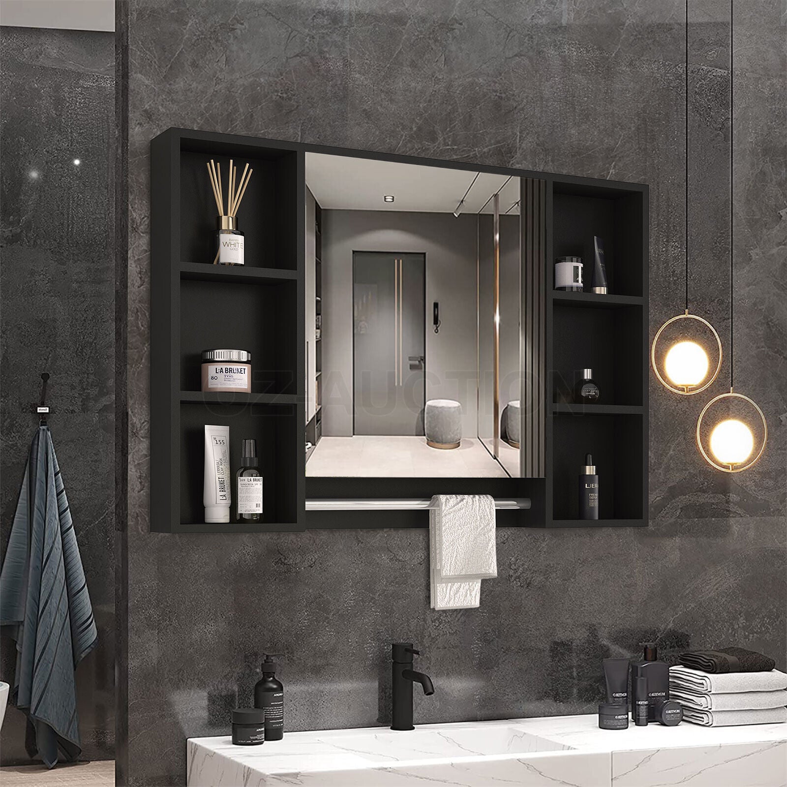 Bathroom Mirrored Cabinet Wall Storage Organizer V178-66790