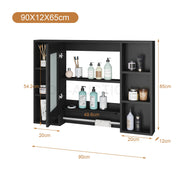 Bathroom Mirrored Cabinet Wall Storage Organizer V178-66790