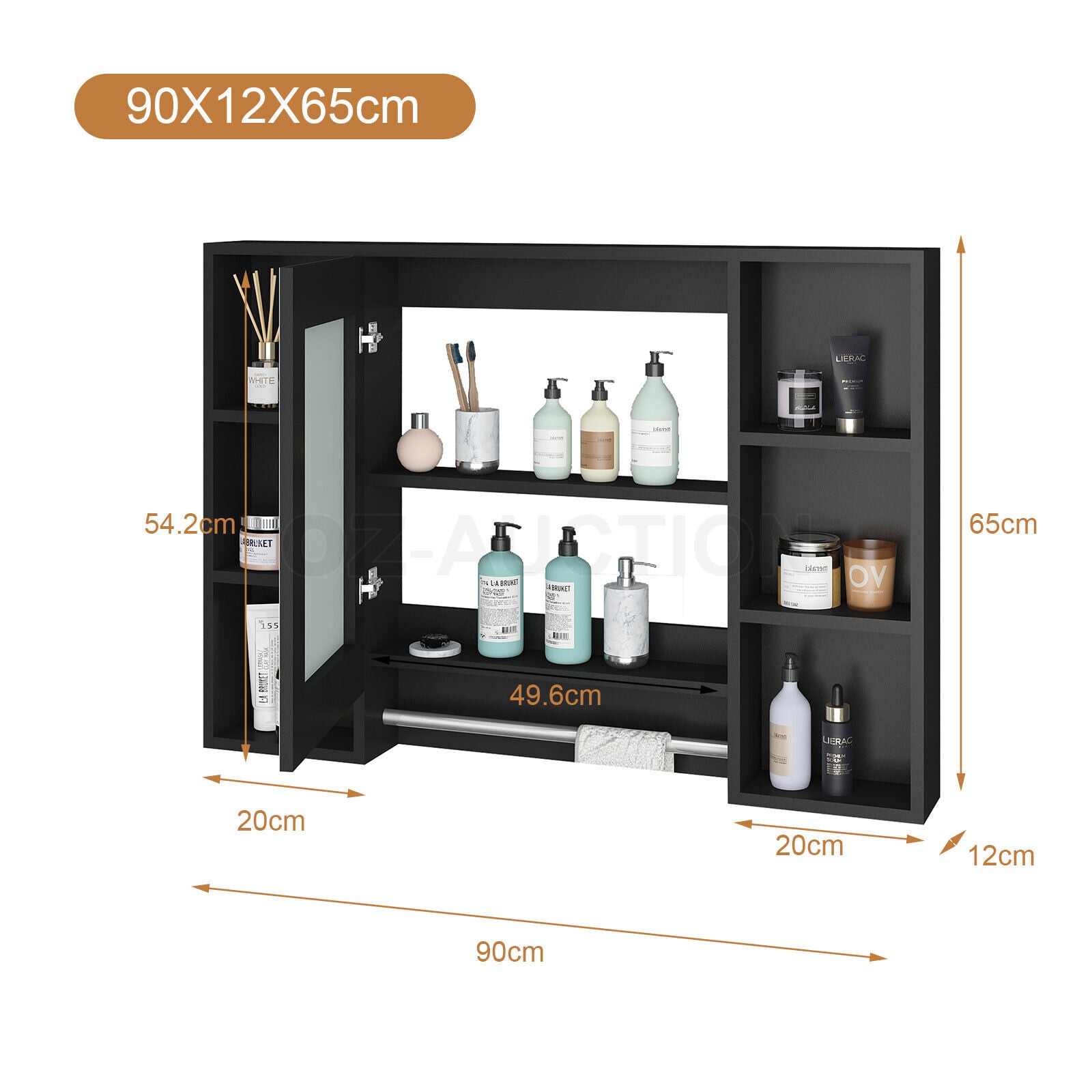 Bathroom Mirrored Cabinet Wall Storage Organizer V178-66790