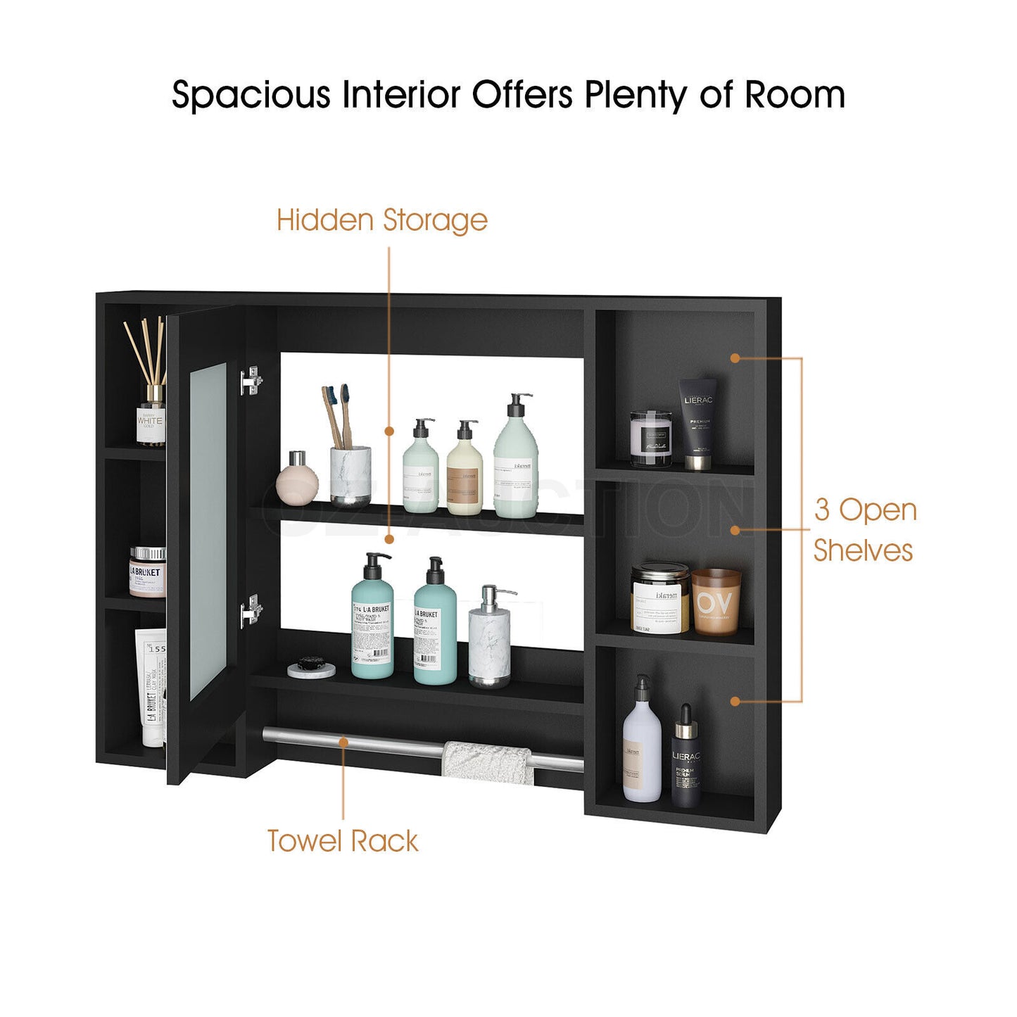 Bathroom Mirrored Cabinet Wall Storage Organizer V178-66790