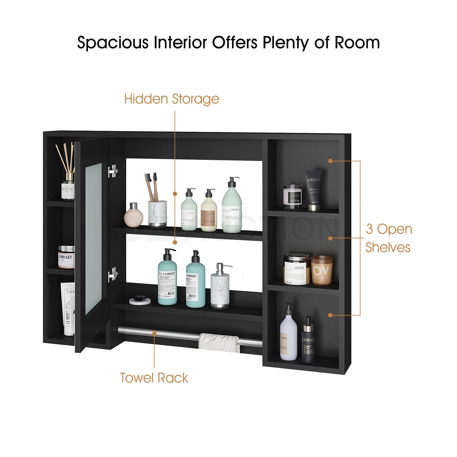 Bathroom Mirrored Cabinet Wall Storage Organizer V178-66790