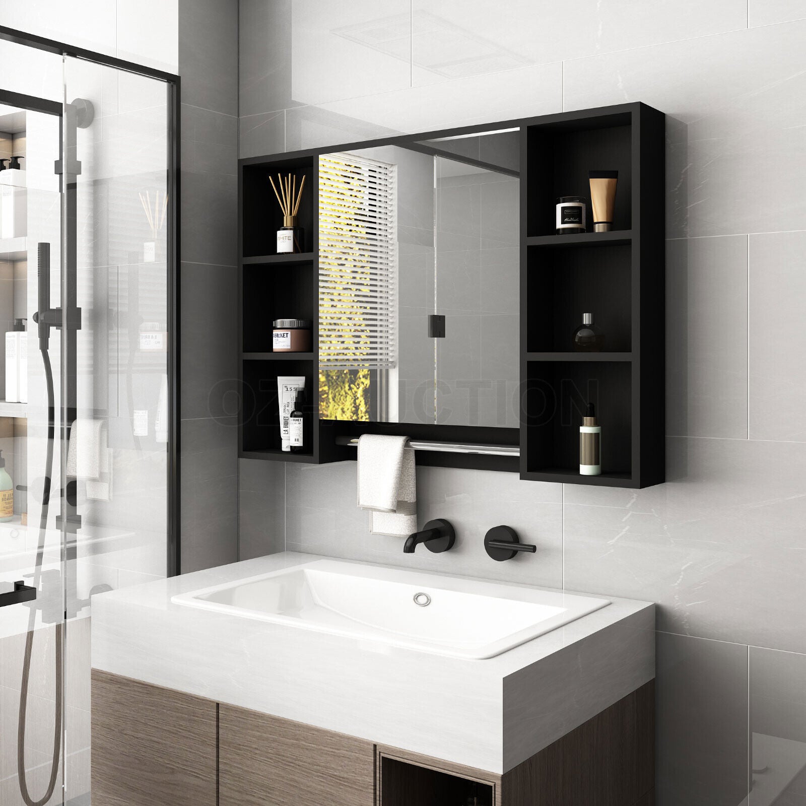 Bathroom Mirrored Cabinet Wall Storage Organizer V178-66790