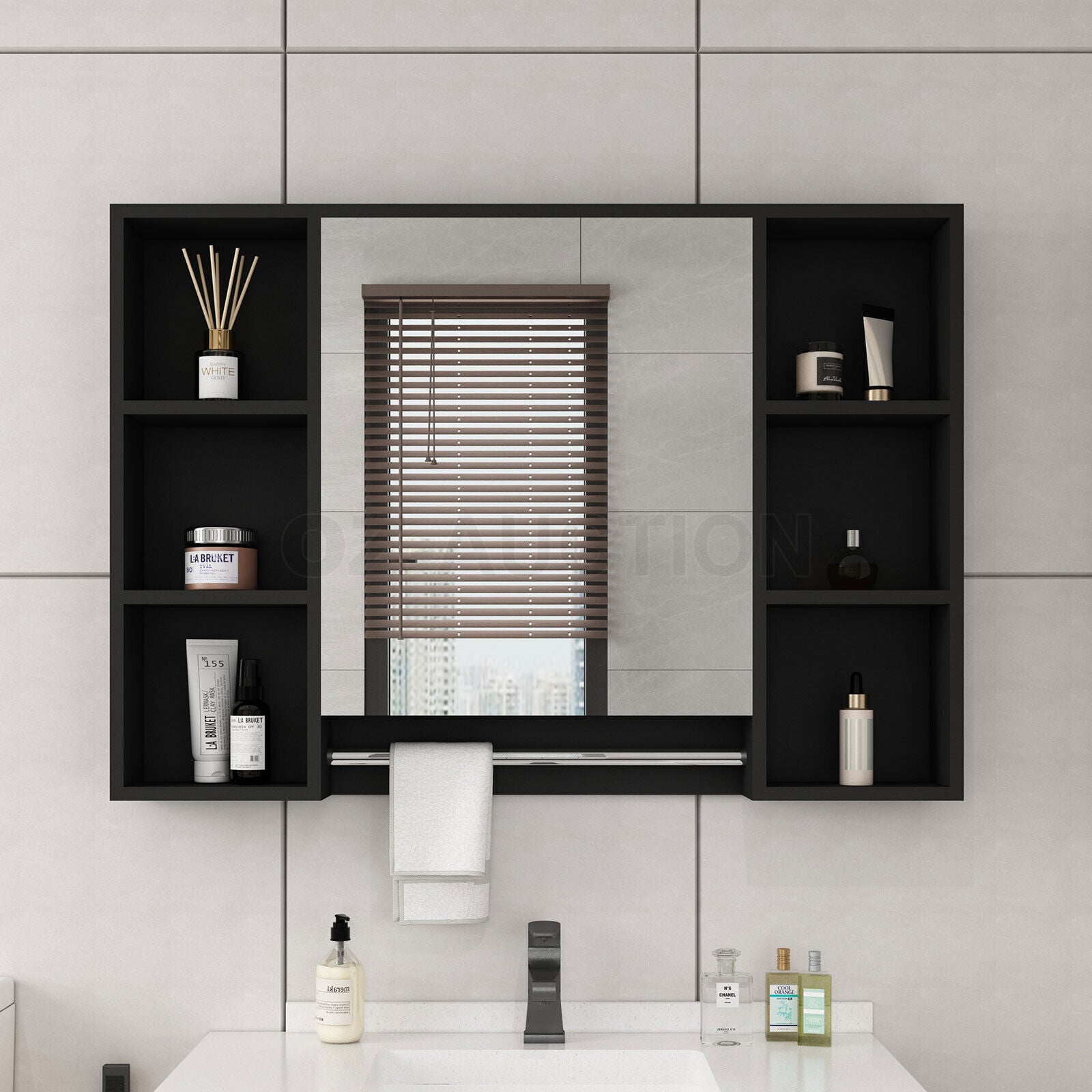 Bathroom Mirrored Cabinet Wall Storage Organizer V178-66790