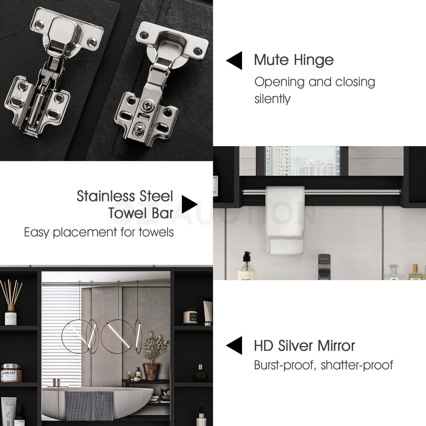 Bathroom Mirrored Cabinet Wall Storage Organizer V178-66790
