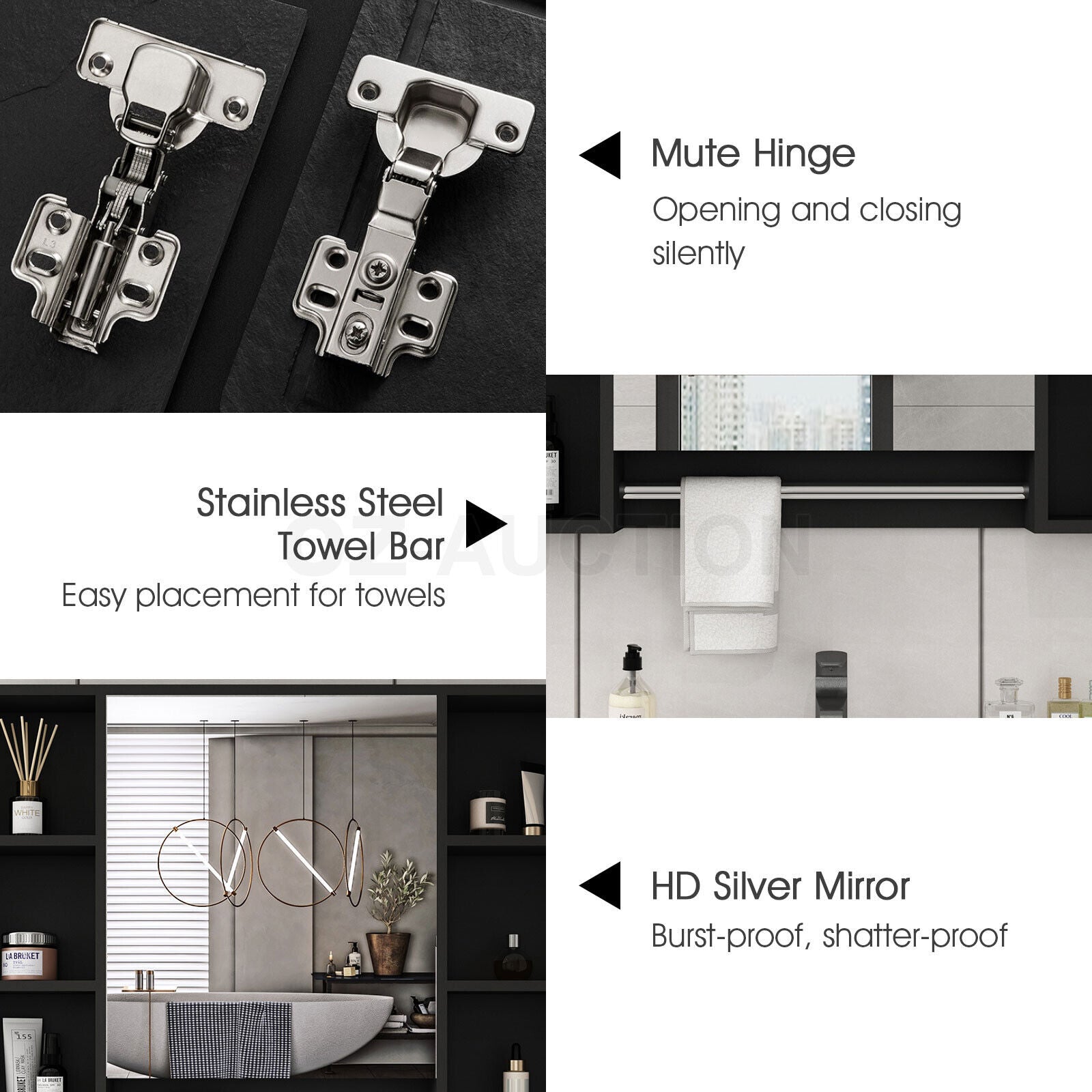 Bathroom Mirrored Cabinet Wall Storage Organizer V178-66790