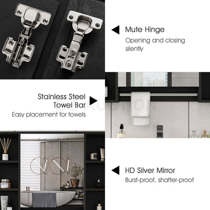 Bathroom Mirrored Cabinet Wall Storage Organizer V178-66790
