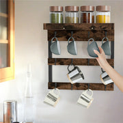 Wooden Wall Mounted Coffee Mug Rack 12 Hooks Cup Holder V178-66792