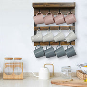 Wooden Wall Mounted Coffee Mug Rack 12 Hooks Cup Holder V178-66792