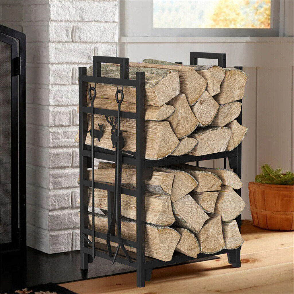 Iron Log Holder Indoor Heavy Duty Firewood Rack 180kg V178-66794