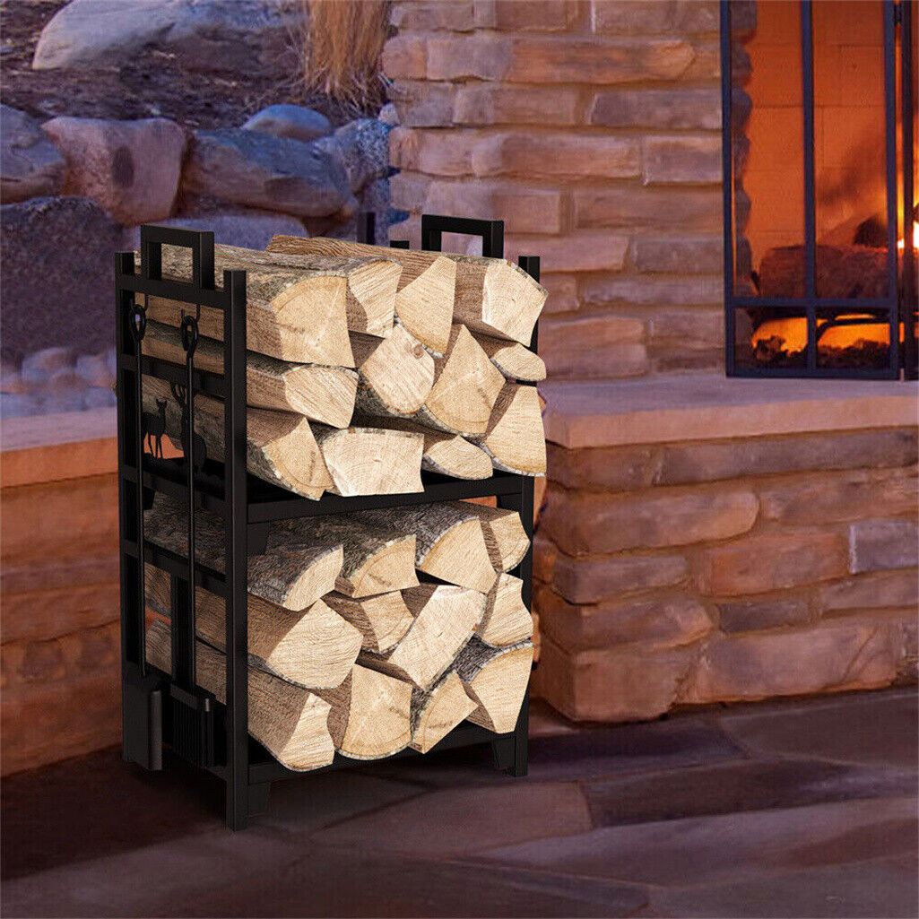 Iron Log Holder Indoor Heavy Duty Firewood Rack 180kg V178-66794