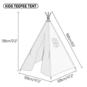 Kids Teepee Tent Linen Wood Black White Stripe Playhouse Indoor Garden V178-66795