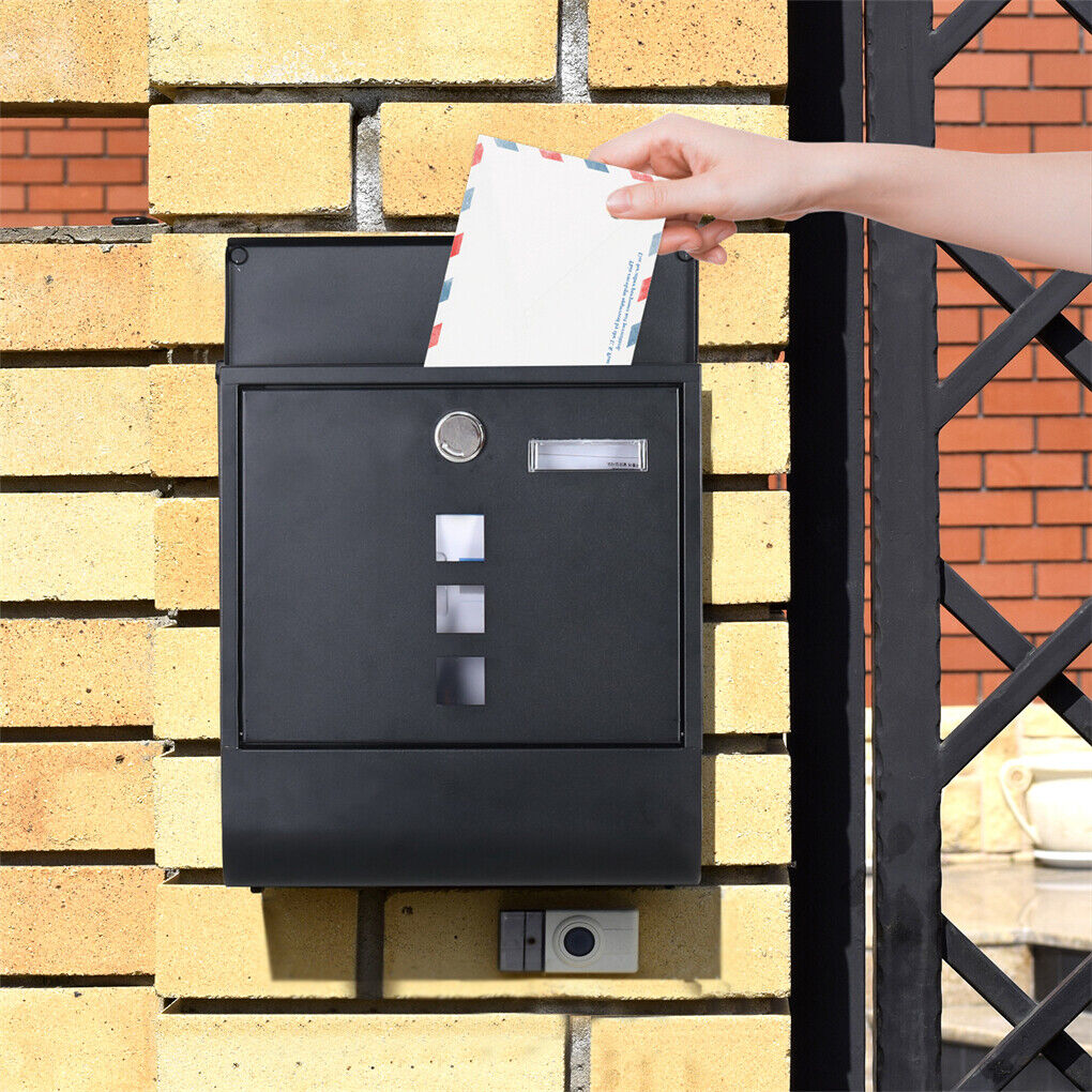 Wall Mounted Lockable Mailbox Galvanized Steel w/ Copper Lock V178-66797