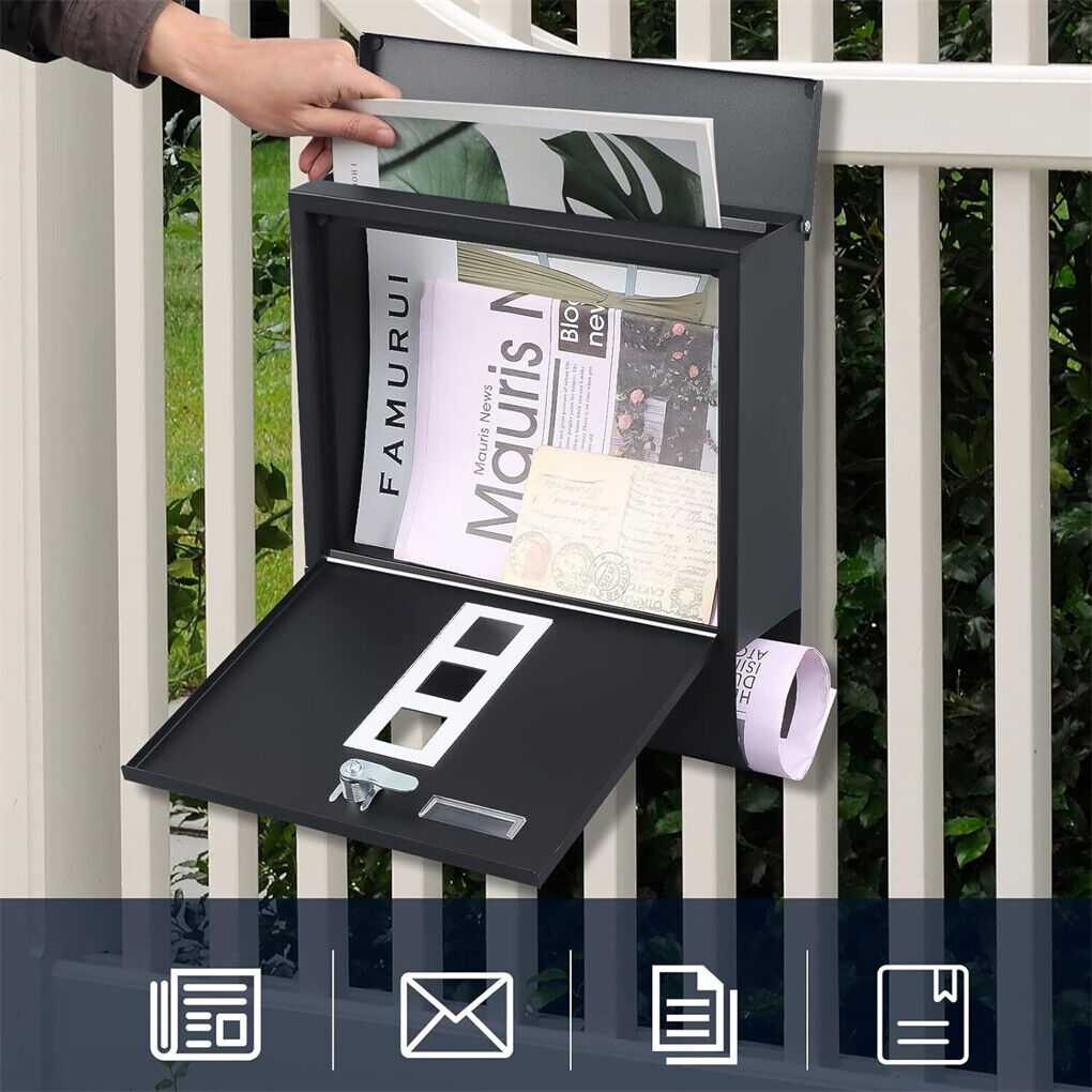Wall Mounted Lockable Mailbox Galvanized Steel w/ Copper Lock V178-66797