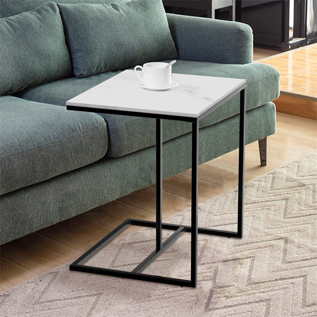 C Shape Sofa Side End Table Sintered Stone Black White V178-66798