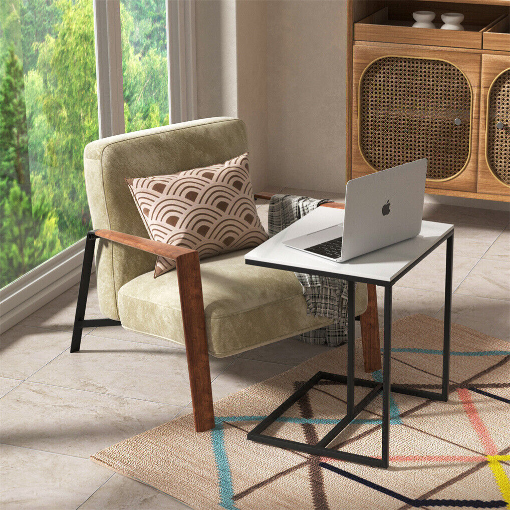 C Shape Sofa Side End Table Sintered Stone Black White V178-66798