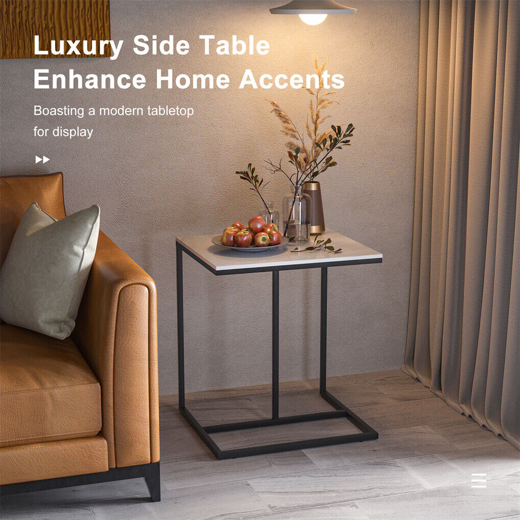 C Shape Sofa Side End Table Sintered Stone Black White V178-66798